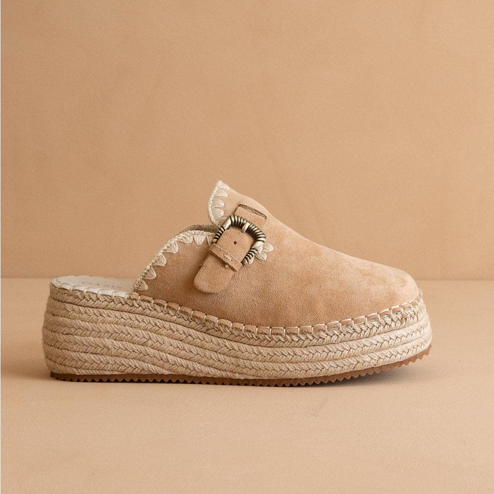 The Edith Almond Clog Raffia Mule with Western Buckles - Picture 6 of 7